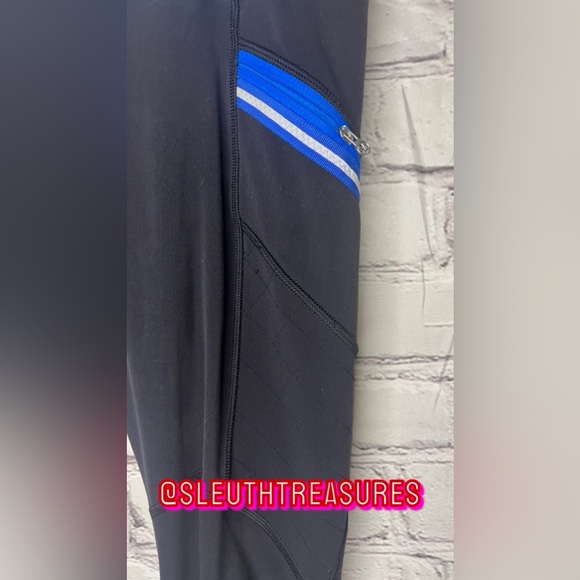 Lululemon Toasty Tech Tight Women's Size 8 Full Length Black Blue Leggings - Picture 4 of 8